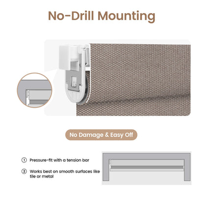 Kincmo No Drill Cordless Roller Shades 100% Blackout - Groove