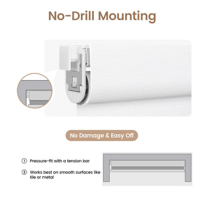 Kincmo No Drill Roller Shades, Motorized 100% Blackout - Elegant