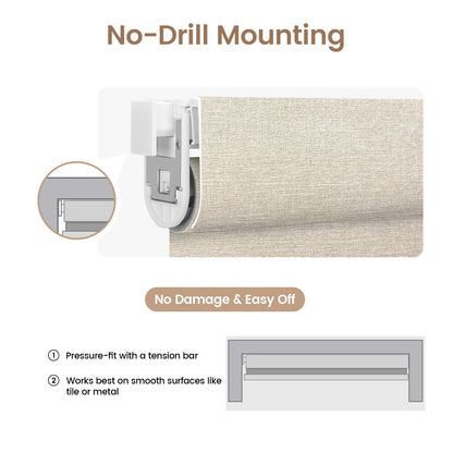 Kincmo No Drill Cordless Roller Shades 100% Blackout - Aurora