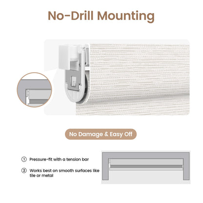 Kincmo No Drill Cordless Roller Shades 100% Blackout - Aqua Waves