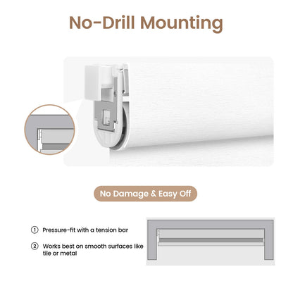 Kincmo No Drill Cordless Roller Shades 100% Blackout - Atlantic