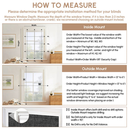 Kincmo No Drill Roller Shades, Motorized 100% Blackout - Dual Sided