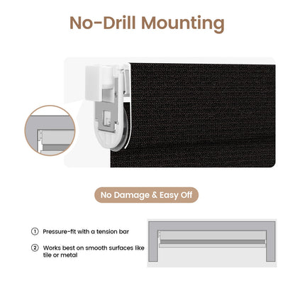 Kincmo No Drill Cordless Roller Shades 100% Blackout - Eclipse