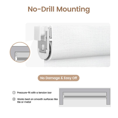 Kincmo No Drill Cordless Roller Shades 100% Blackout - Weave