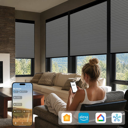 Kincmo No Drill Cellular Shades, Motorized 100% Blackout | Double-Cell
