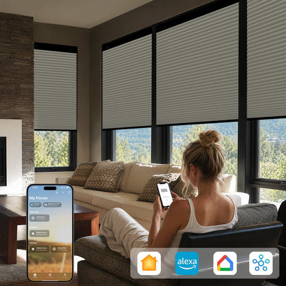 Kincmo No Drill Cellular Shades, Motorized 100% Blackout