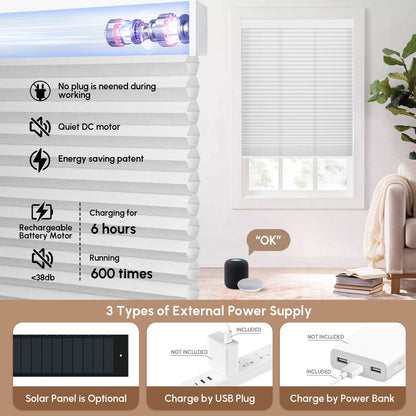 Kincmo No Drill Cellular Shades, Motorized Light Filtering