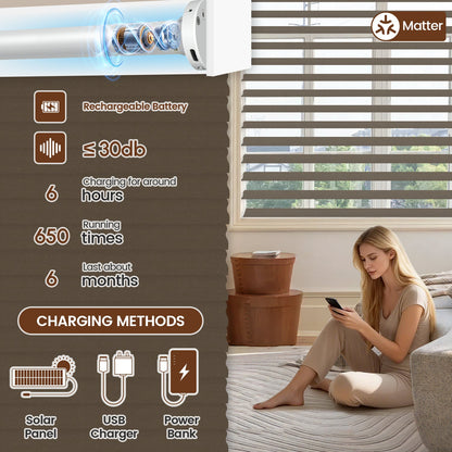 Kincmo Motorized Light Filtering Sheer Shades 75% Blackout - Soft