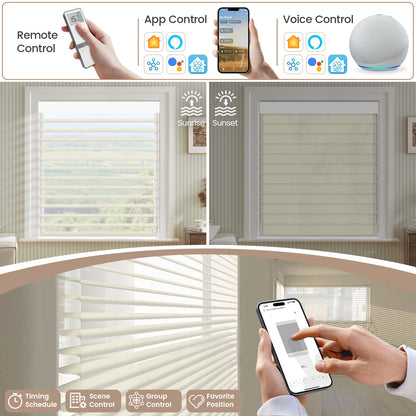 Kincmo Motorized Light Filtering Sheer Shades 75% Blackout - Linen