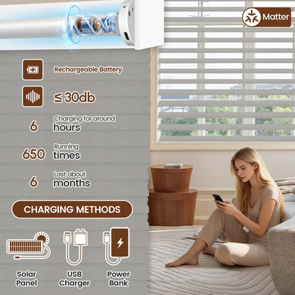 Kincmo Motorized Room Darkening Sheer Shades 90% Blackout - Muse