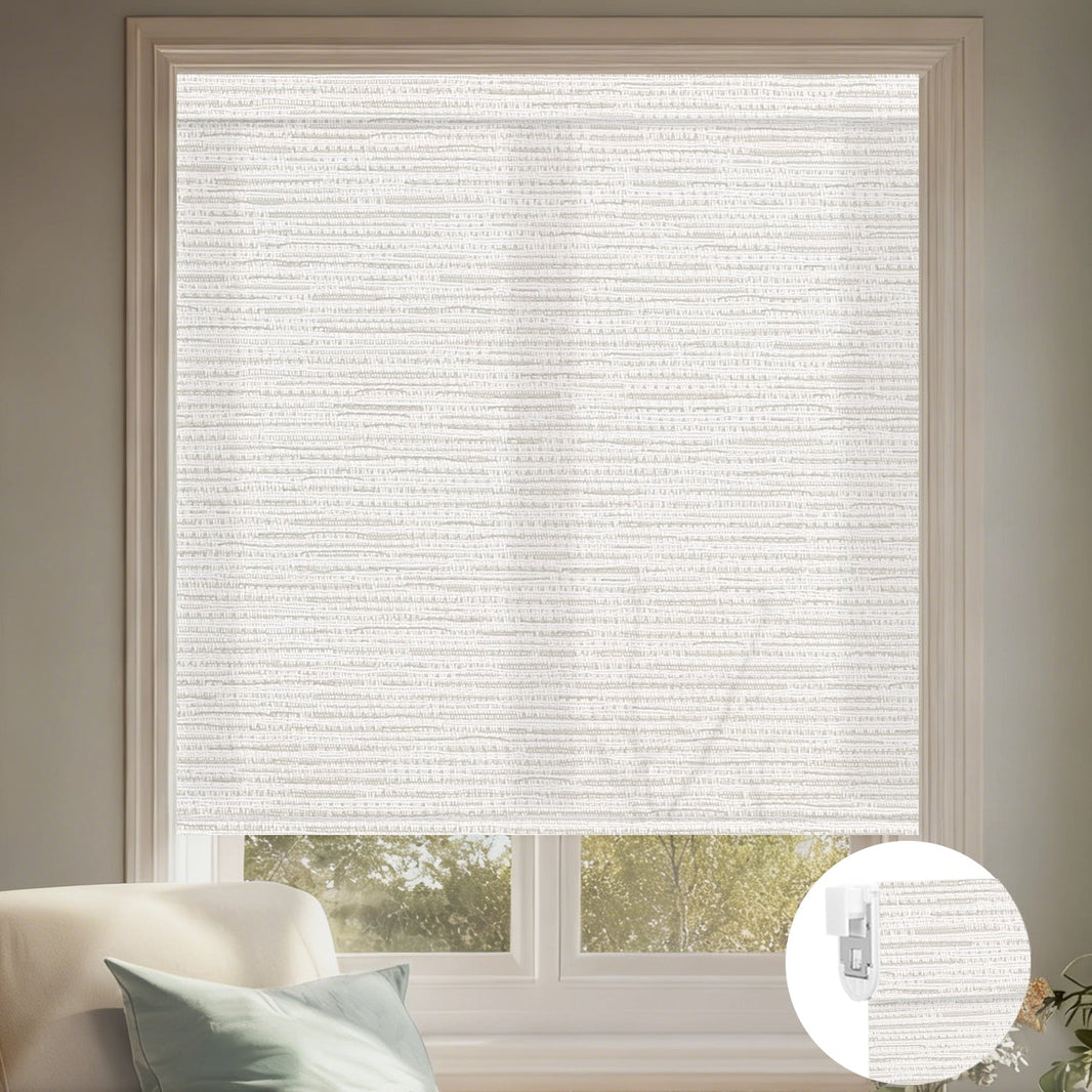 Kincmo No Drill Roller Shades, Motorized 70% Blackout Light Filtering - Aqua Waves