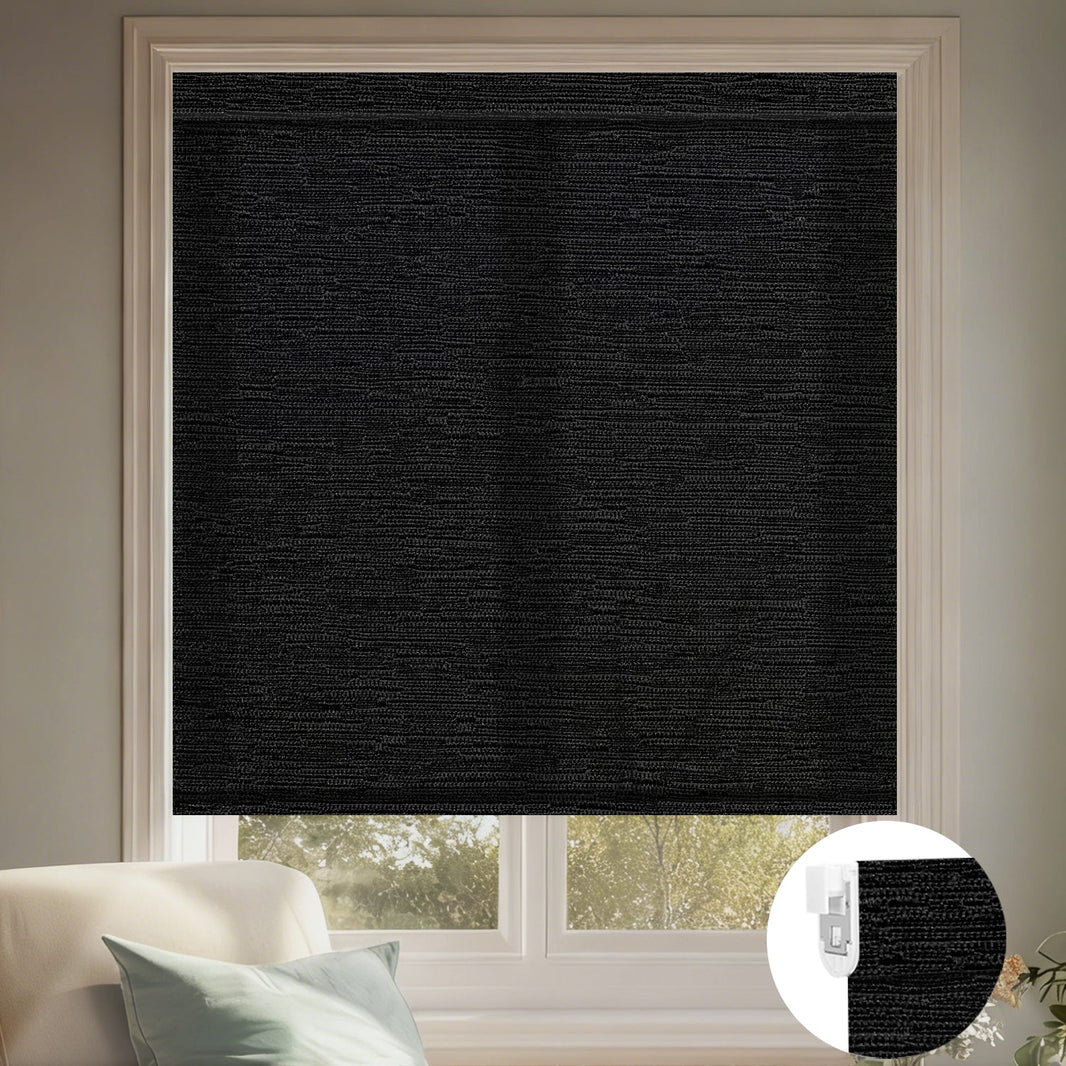 Kincmo No Drill Roller Shades, Motorized 70% Blackout Light Filtering - Aqua Waves