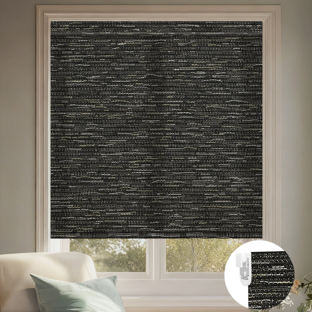 Kincmo No Drill Roller Shades, Motorized 70% Blackout Light Filtering - Aqua Waves