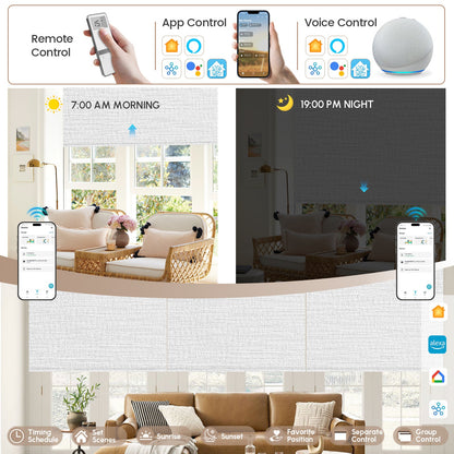 Kincmo Motorized Roller Shades 100% Blackout - Aqua Waves