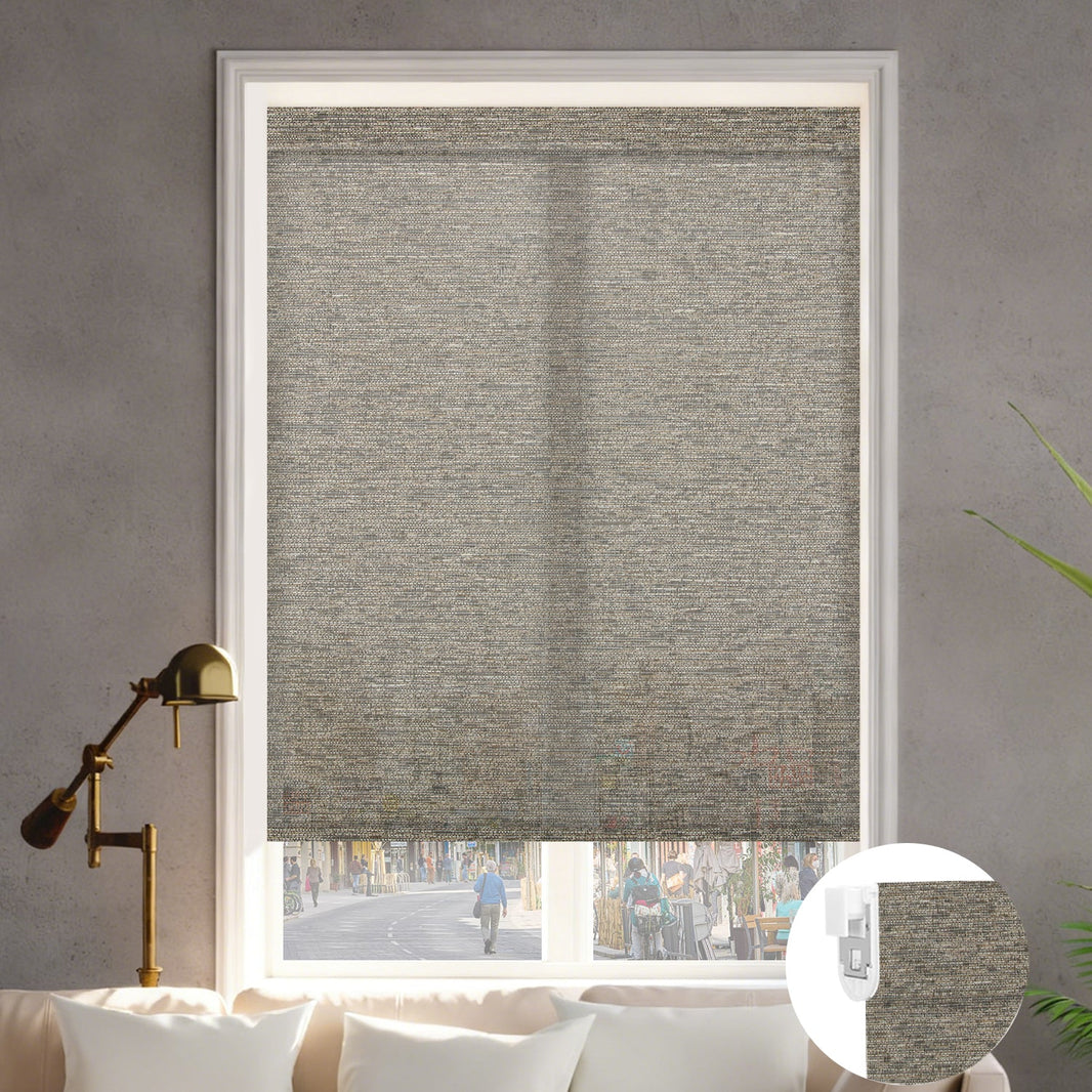 Kincmo No Drill Roller Shades, Motorized 60% Blackout Light Filtering - Atlantic