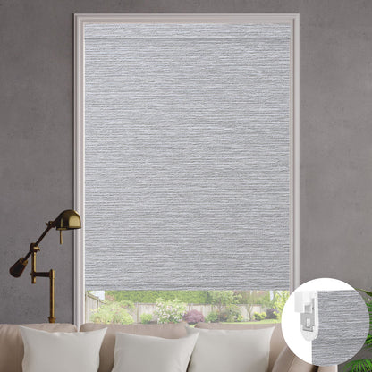 Kincmo No Drill Roller Shades, Motorized 100% Blackout - Atlantic