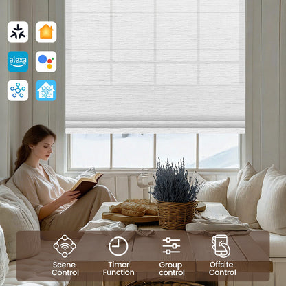 Kincmo Motorized Light Filtering Roman Shades 60% Blackout - Atlantic