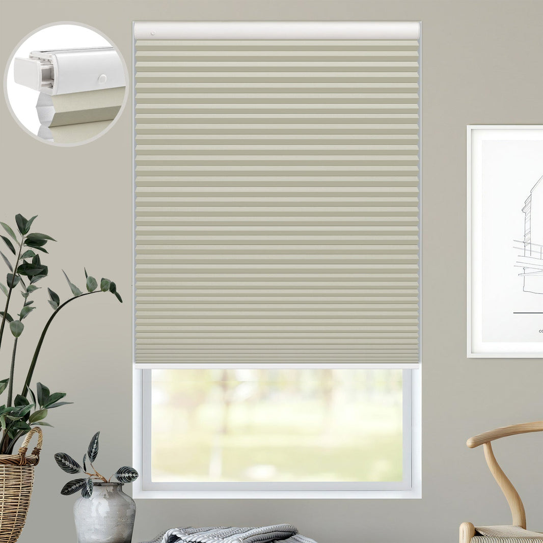 Kincmo No Drill Cellular Shades, Motorized 100% Blackout