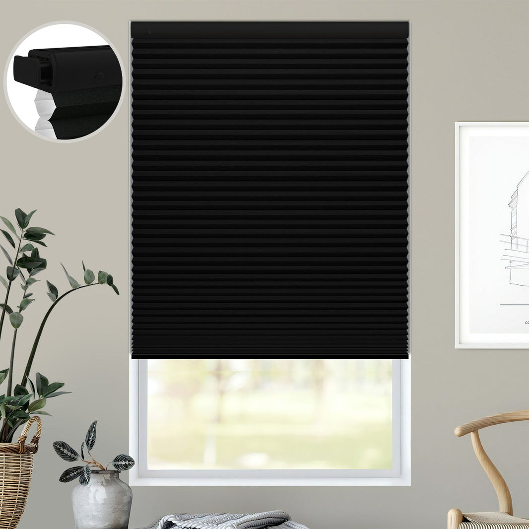 Kincmo No Drill Cellular Shades, Motorized 100% Blackout