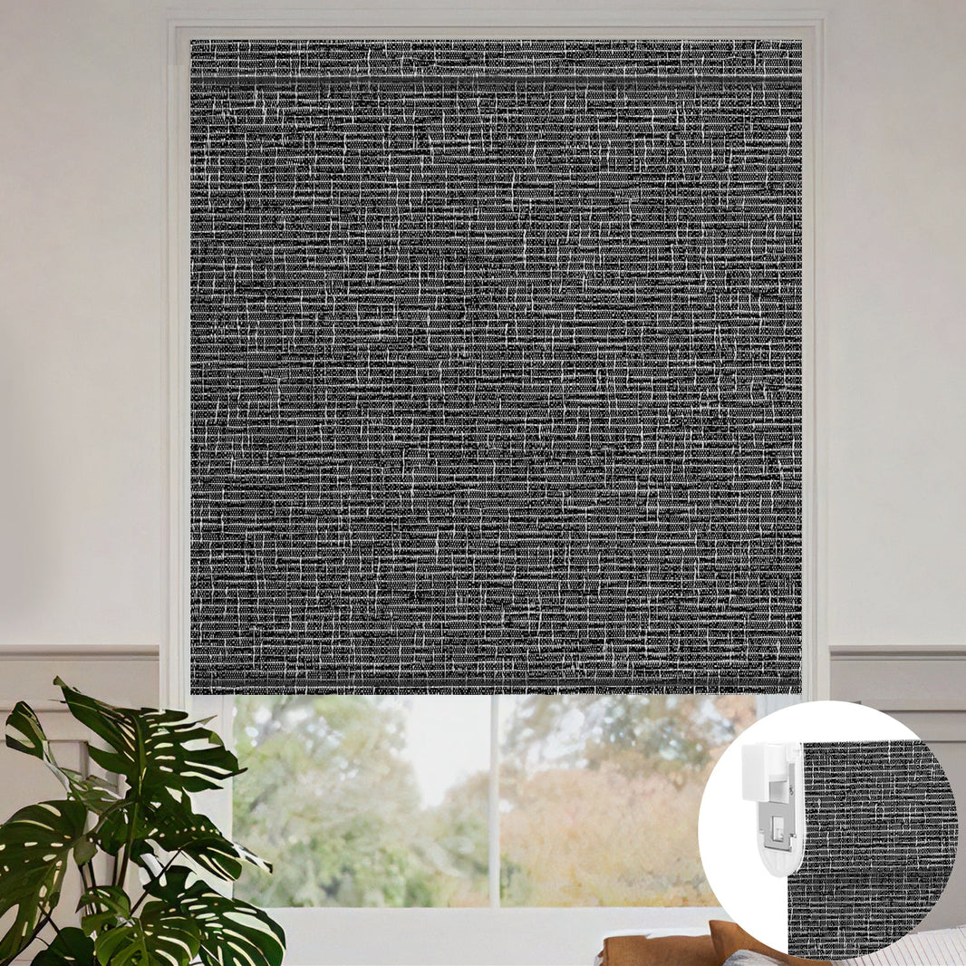 Kincmo No Drill Roller Shades, Motorized 100% Blackout - Classic