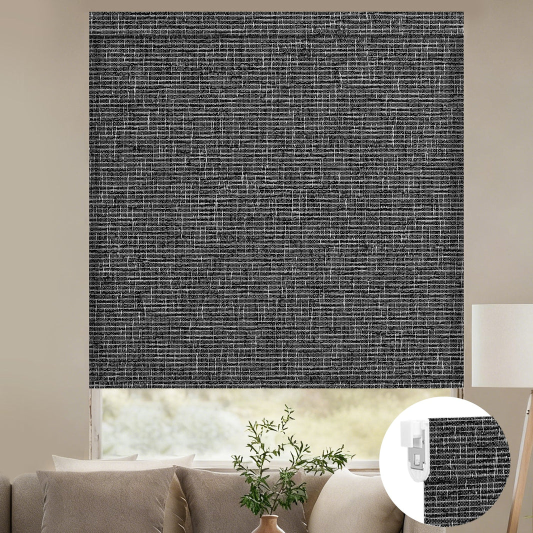 Kincmo No Drill Roller Shades, Motorized 75% Blackout Light Filtering - Classic
