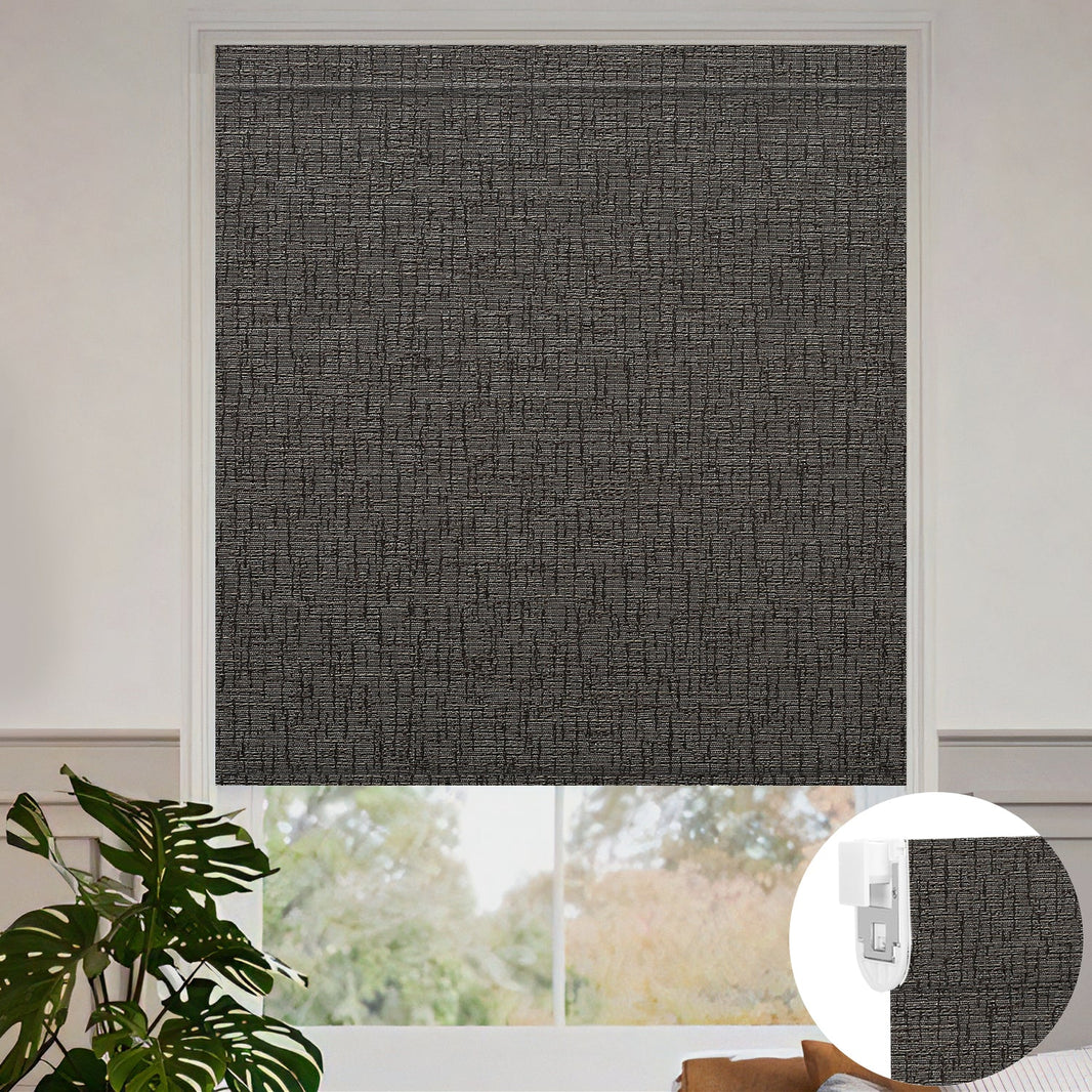 Kincmo No Drill Roller Shades, Motorized 100% Blackout - Classic