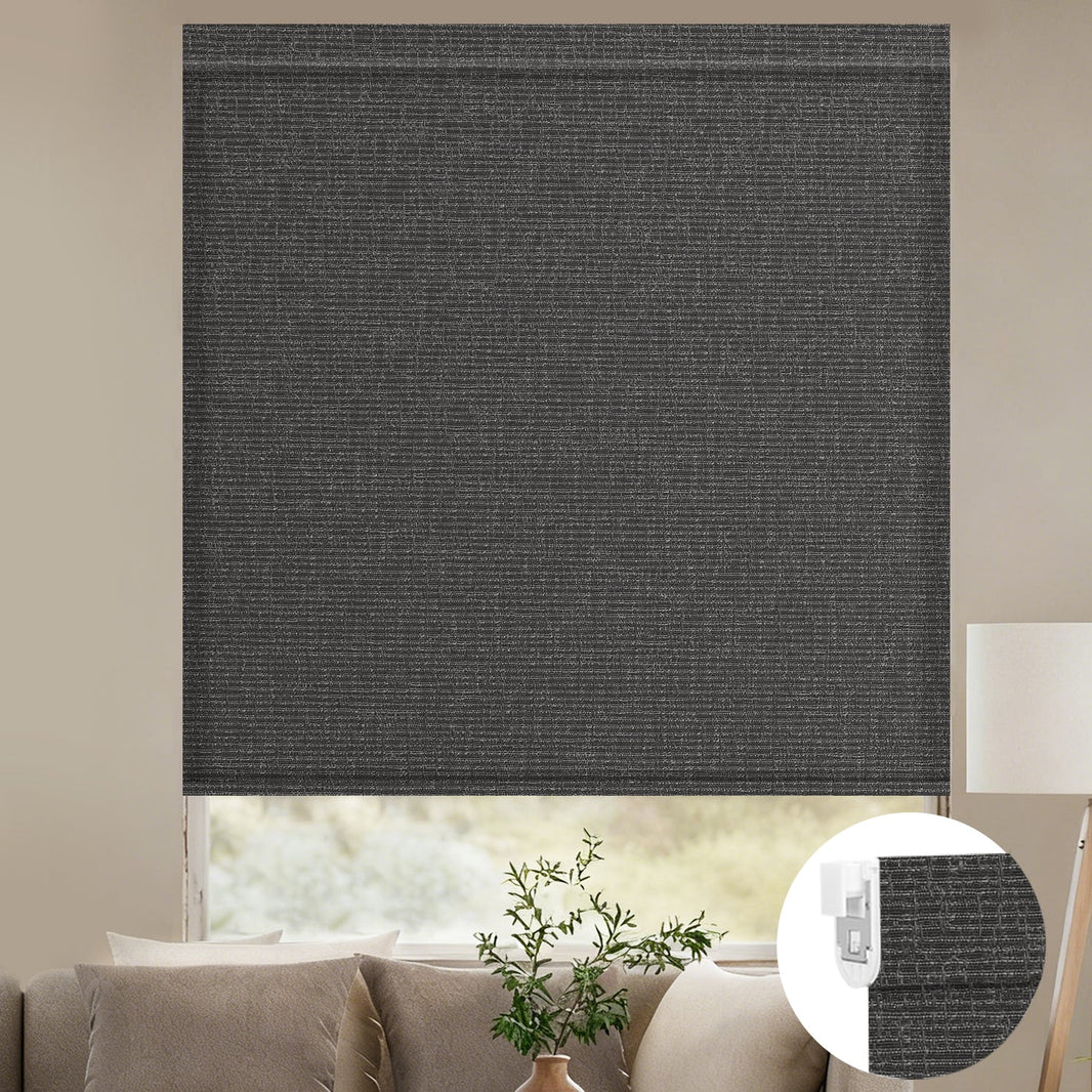 Kincmo No Drill Roller Shades, Motorized 75% Blackout Light Filtering - Classic