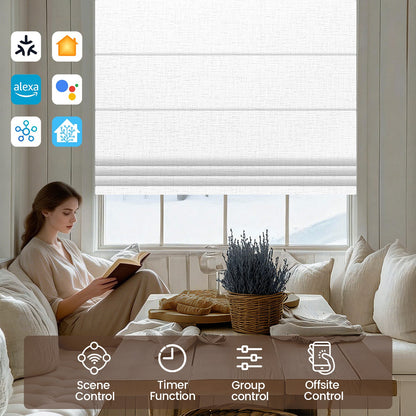 Kincmo Motorized Roman Shades 100% Blackout - Classic