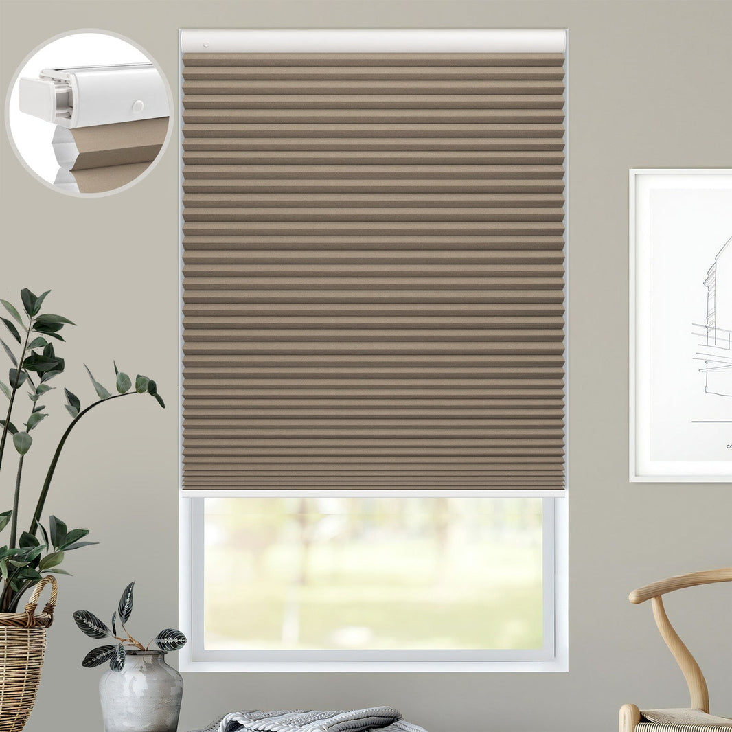 Kincmo No Drill Cellular Shades, Motorized 100% Blackout