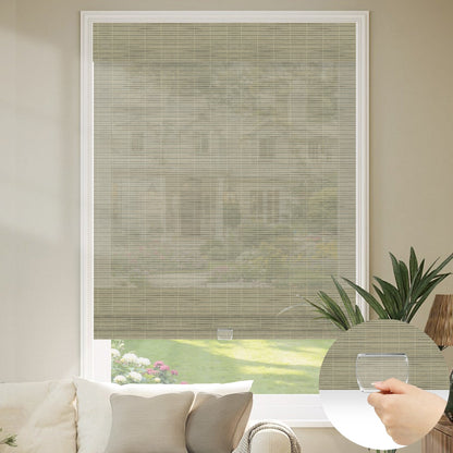 Kincmo Cordless Woven Wood Shades 50%/70%/100% Blackout - Organic Texture
