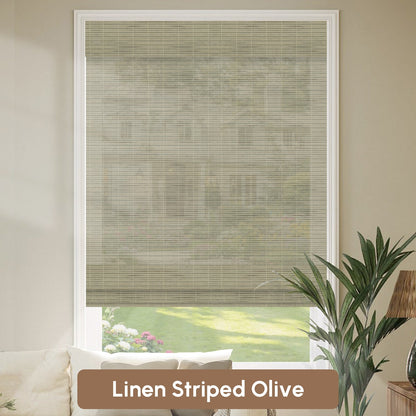 Kincmo Motorized Woven Wood Shades 50%/70%/100% Blackout - Organic Texture