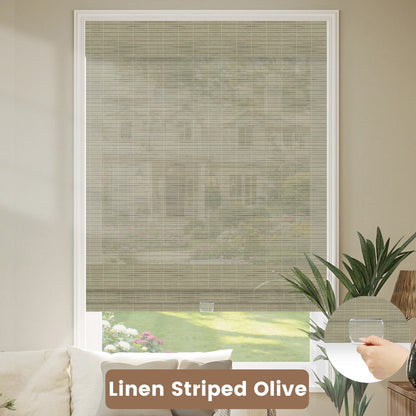 Kincmo Cordless Woven Wood Shades 50%/70%/100% Blackout - Organic Texture