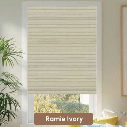 Kincmo Motorized Woven Wood Shades 50%/70%/100% Blackout - Natural Rustic