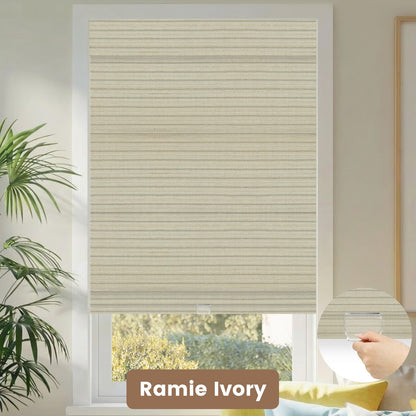 Kincmo Cordless Woven Wood Shades 50%/70%/100% Blackout - Natural Rustic