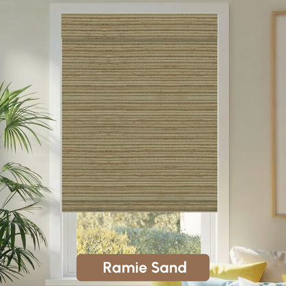 Kincmo Motorized Woven Wood Shades 50%/70%/100% Blackout - Natural Rustic