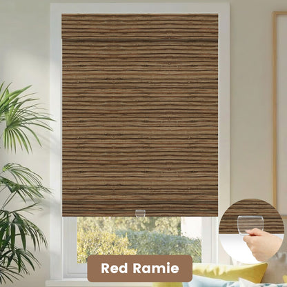 Kincmo Cordless Woven Wood Shades 50%/70%/100% Blackout - Natural Rustic