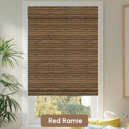 Kincmo Motorized Woven Wood Shades 50%/70%/100% Blackout - Natural Rustic