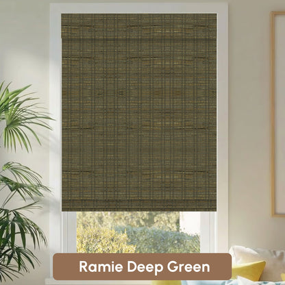 Kincmo Motorized Woven Wood Shades 50%/70%/100% Blackout - Natural Rustic