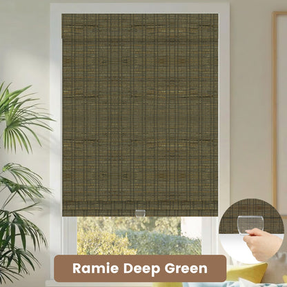 Kincmo Cordless Woven Wood Shades 50%/70%/100% Blackout - Natural Rustic