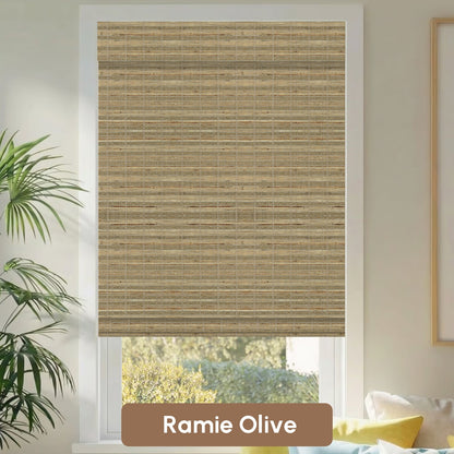 Kincmo Motorized Woven Wood Shades 50%/70%/100% Blackout - Natural Rustic