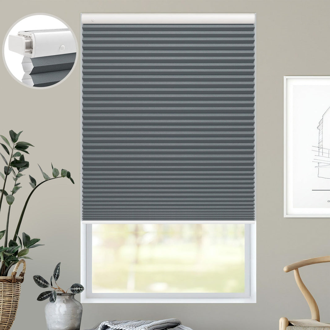 Kincmo No Drill Cellular Shades, Motorized 100% Blackout