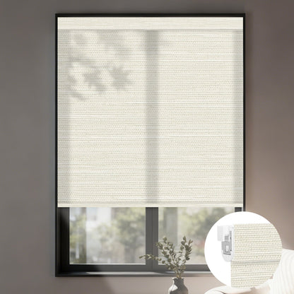 Kincmo No Drill Roller Shades, Motorized 75% Blackout Light Filtering - Dreamy