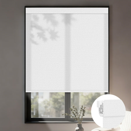 Kincmo No Drill Roller Shades, Motorized 75% Blackout Light Filtering - Dreamy