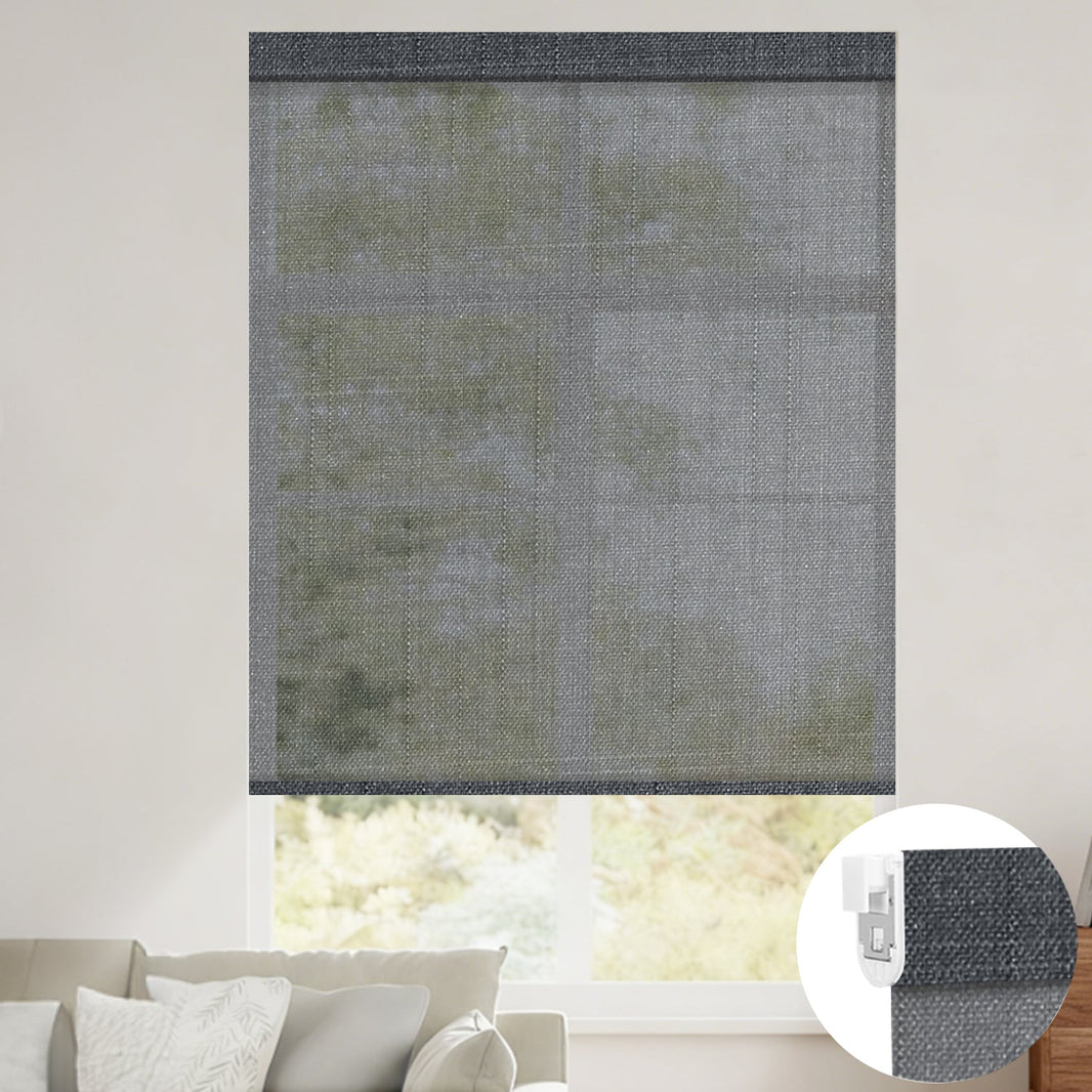 Kincmo No Drill Roller Shades, Motorized 50% Blackout Light Filtering - Eclipse