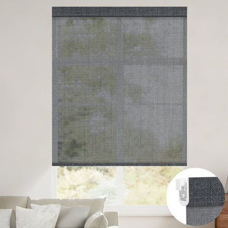 Kincmo No Drill Roller Shades, Motorized 50% Blackout Light Filtering - Eclipse