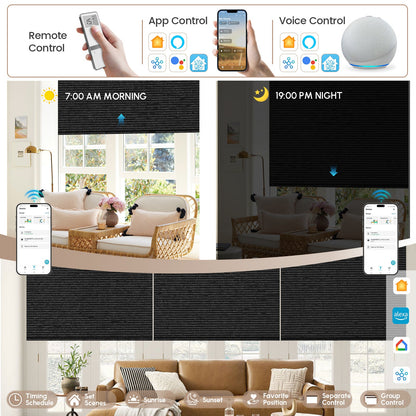 Kincmo No Drill Roller Shades, Motorized 100% Blackout - Eclipse