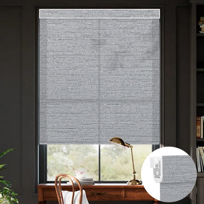 Kincmo No Drill Roller Shades, Motorized 75% Blackout Light Filtering - Elegant