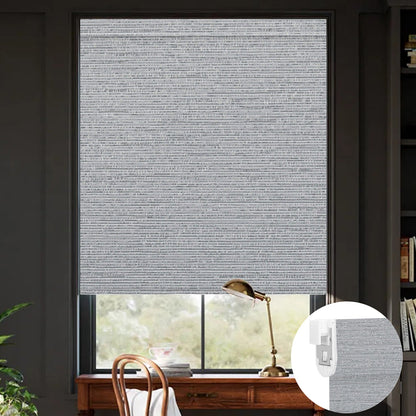 Kincmo No Drill Roller Shades, Motorized 100% Blackout - Elegant