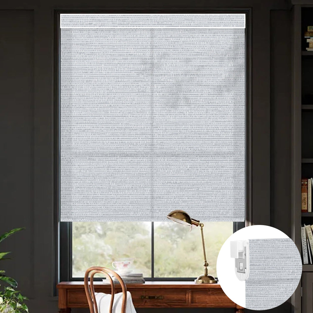Kincmo No Drill Roller Shades, Motorized 75% Blackout Light Filtering - Elegant