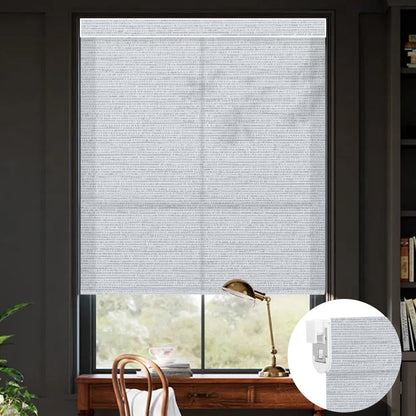 Kincmo No Drill Roller Shades, Motorized 75% Blackout Light Filtering - Elegant